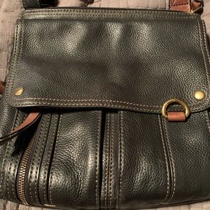 Fossil Morgan Traveler Black and Brown Leather